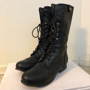 Bamboo Black Combat Boots